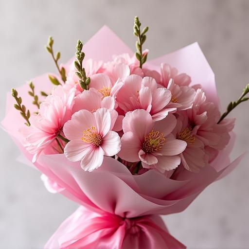 A bespoke floral bouquet inspired by cherry blossoms from a classic poem.